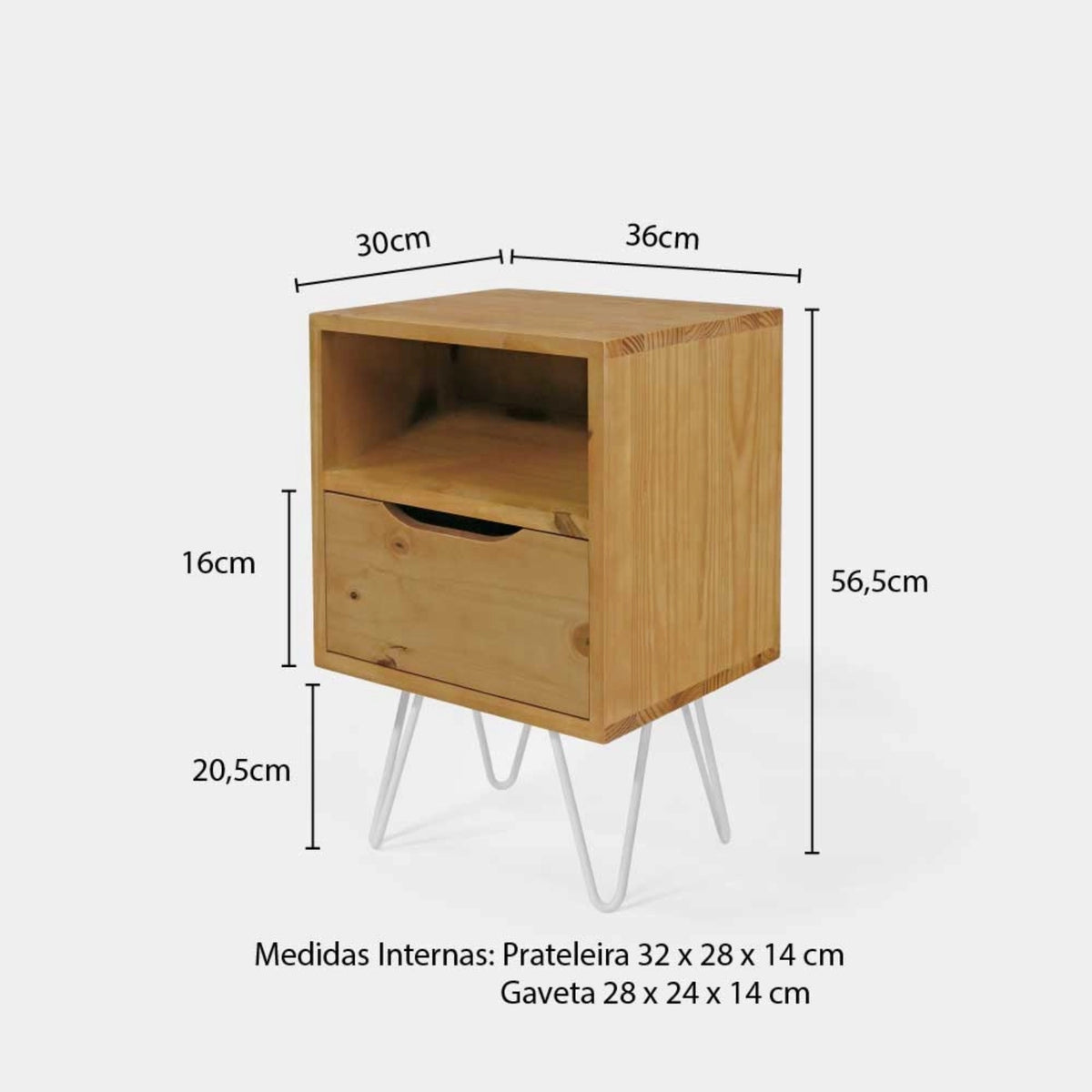 Mesa Lateral Gaveteiro com Pés de Ferro!