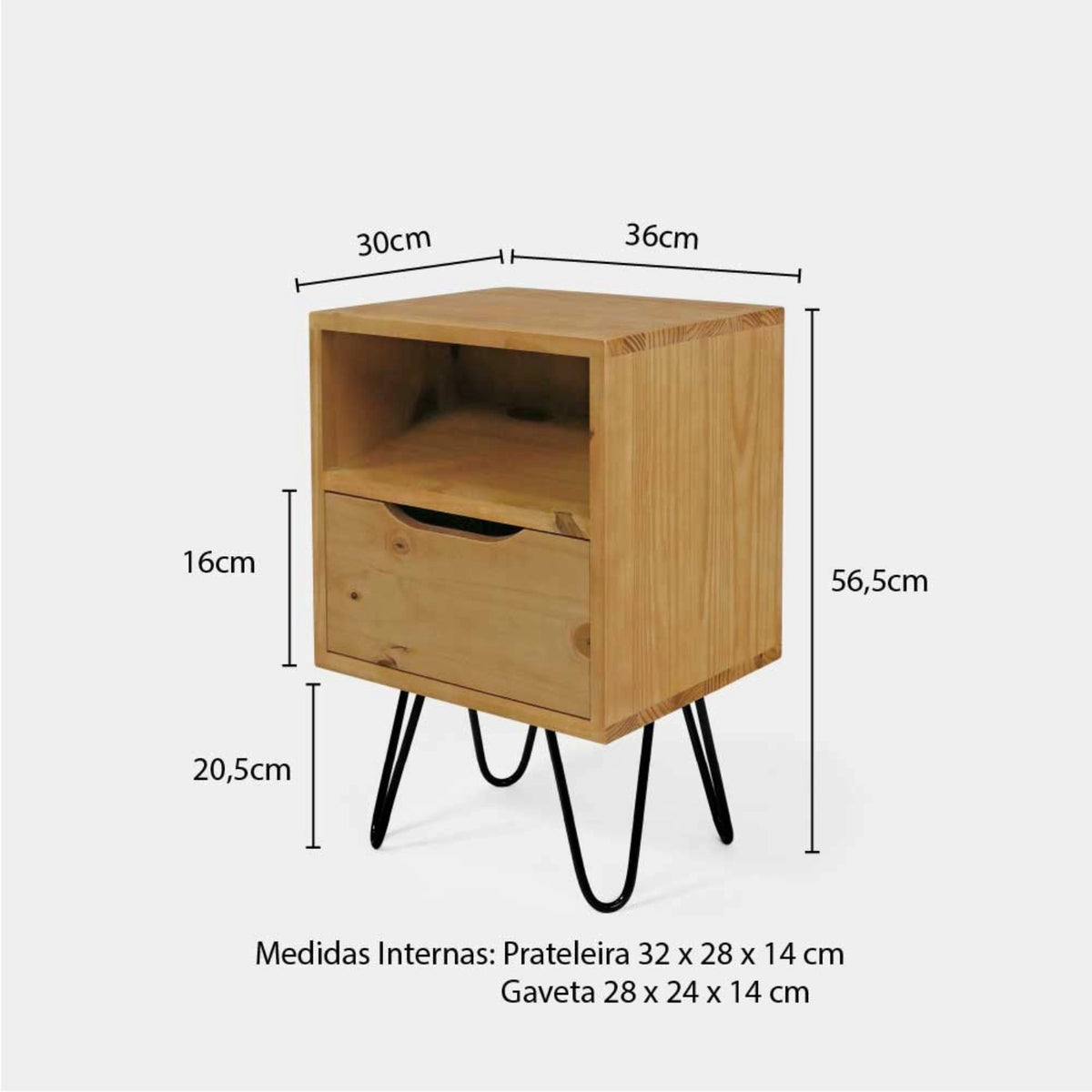 Mesa Lateral Gaveteiro com Pés de Ferro!