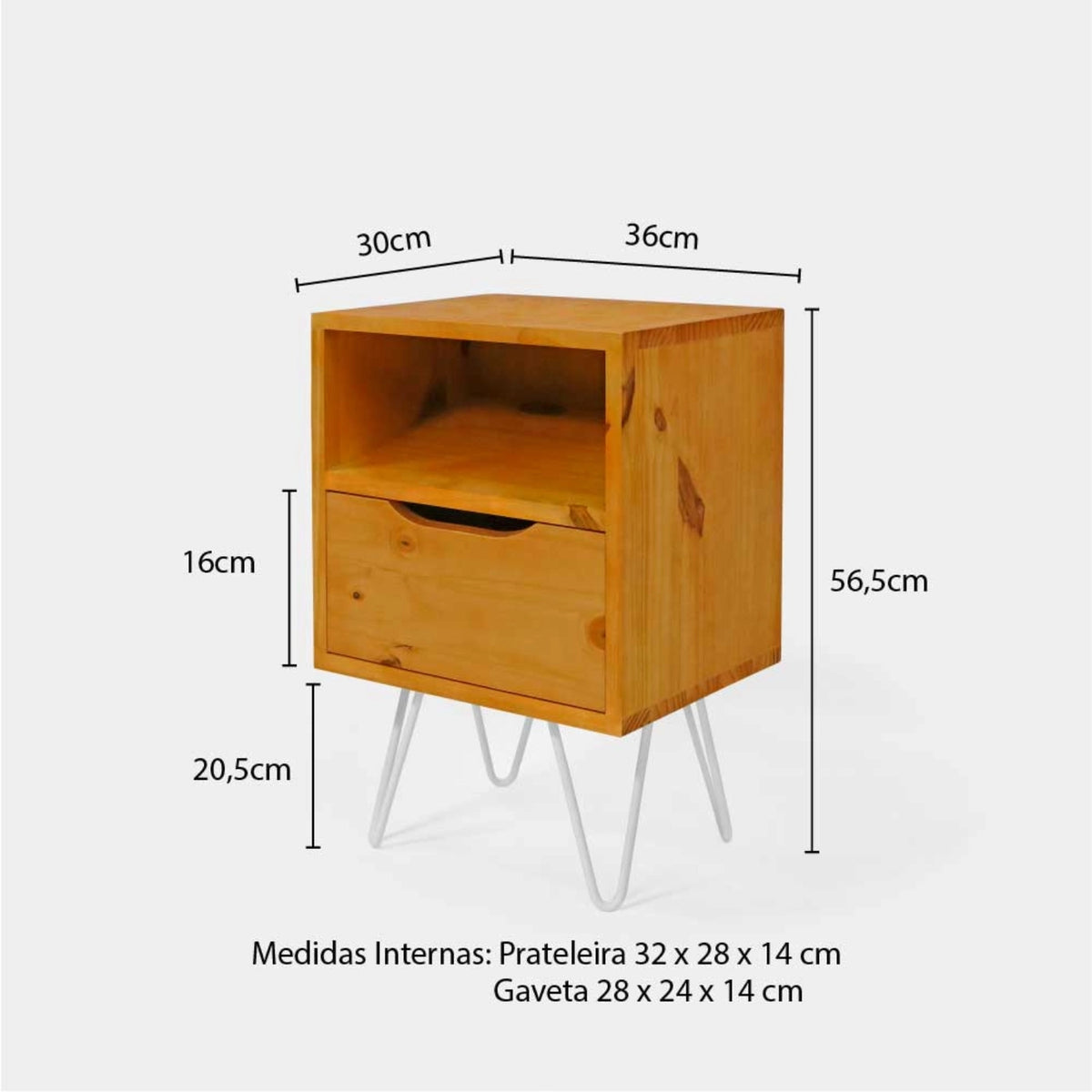 Mesa Lateral Gaveteiro com Pés de Ferro!