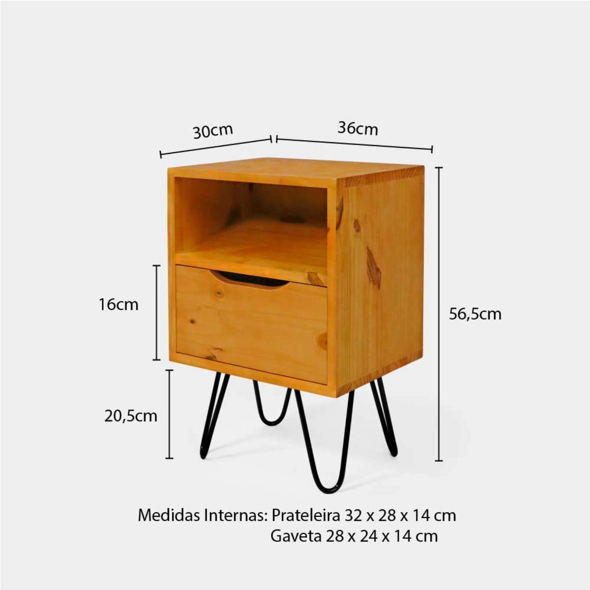 Mesa Lateral Gaveteiro com Pés de Ferro!