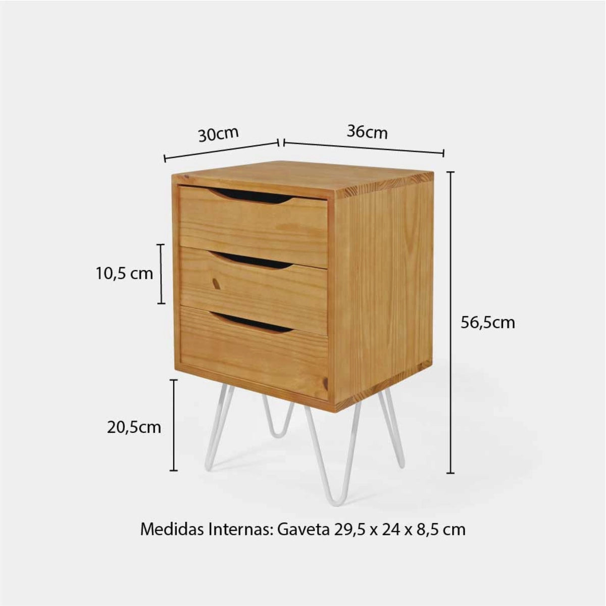 Mesa Lateral Gaveteiro com Pés de Ferro!