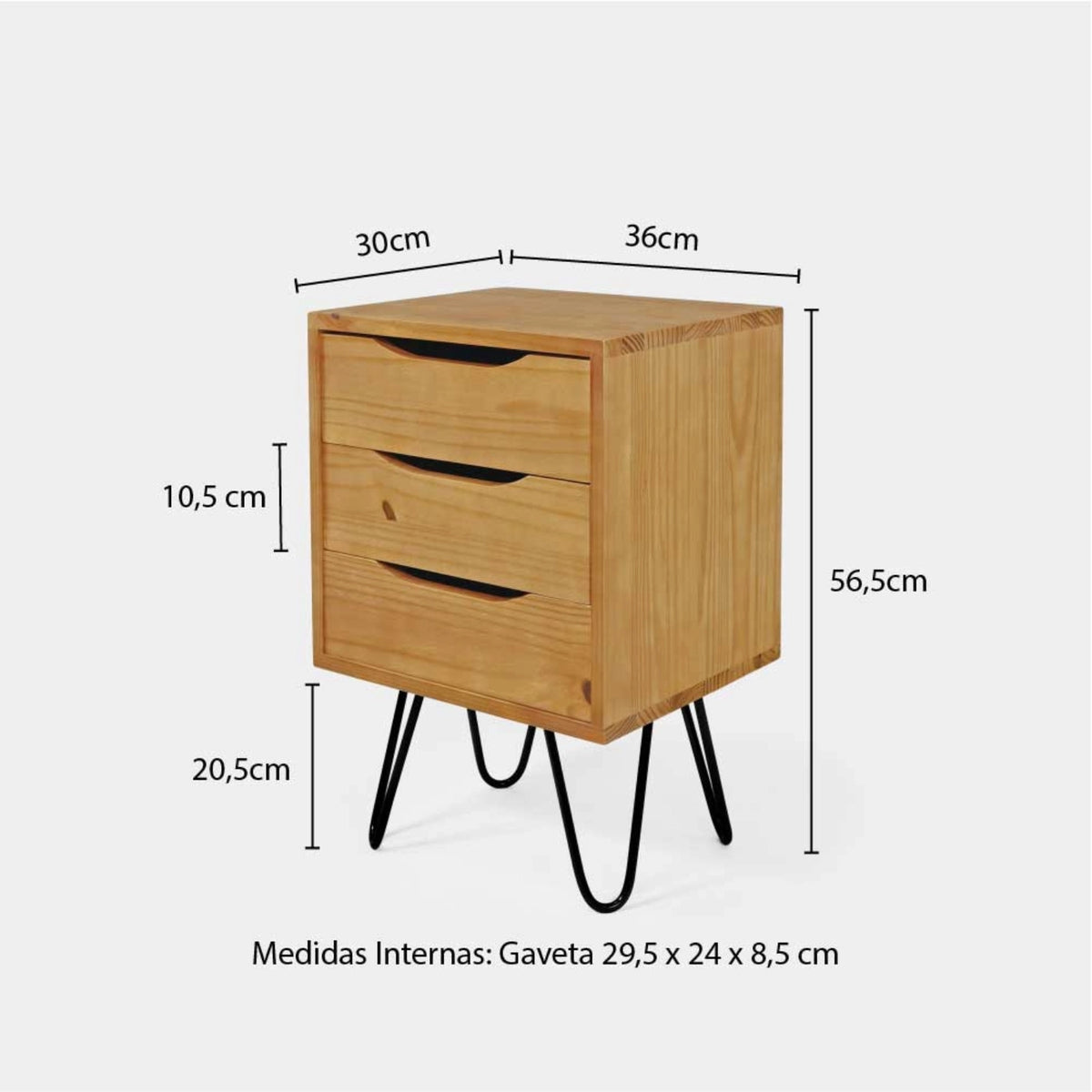 Mesa Lateral Gaveteiro com Pés de Ferro!