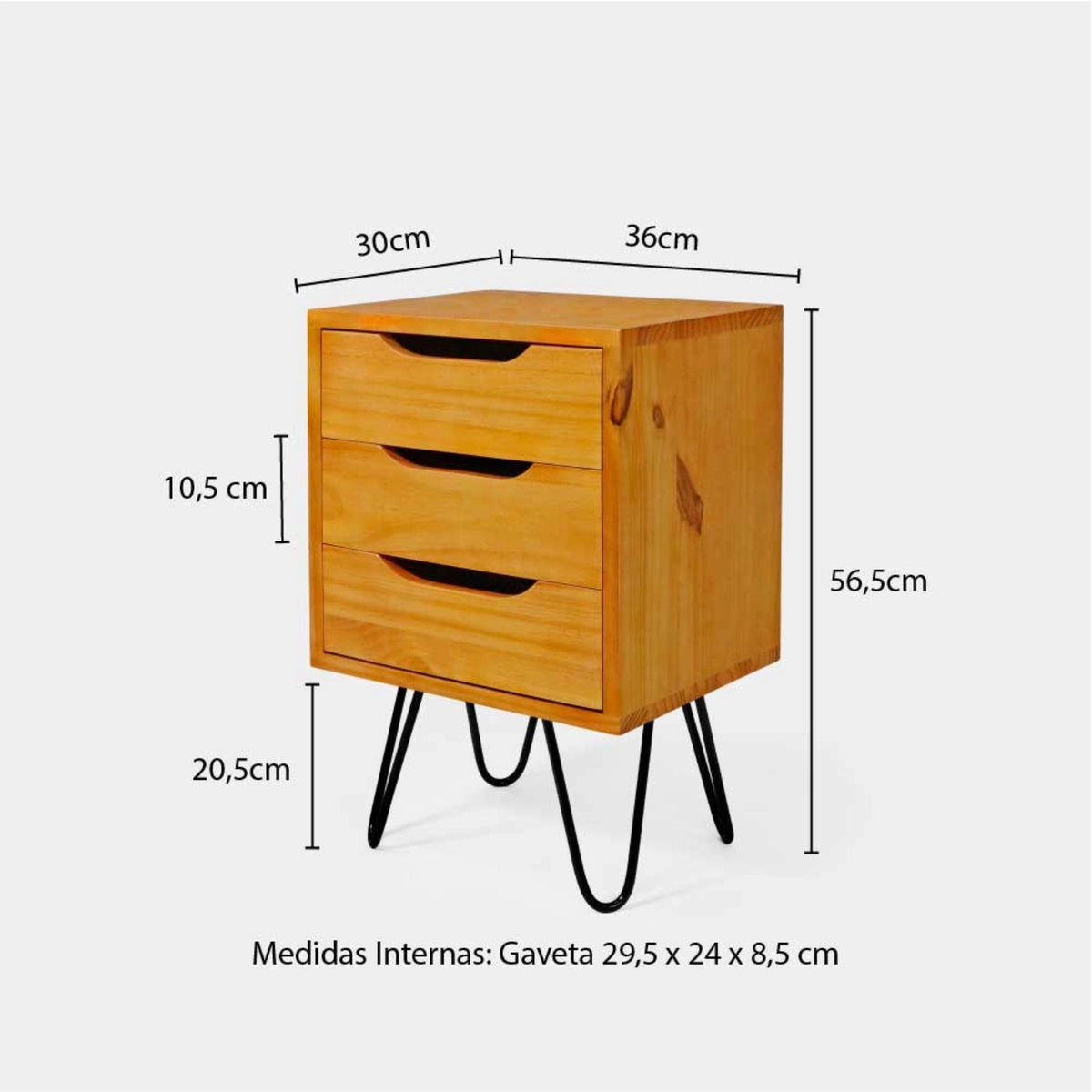 Mesa Lateral Gaveteiro com Pés de Ferro!