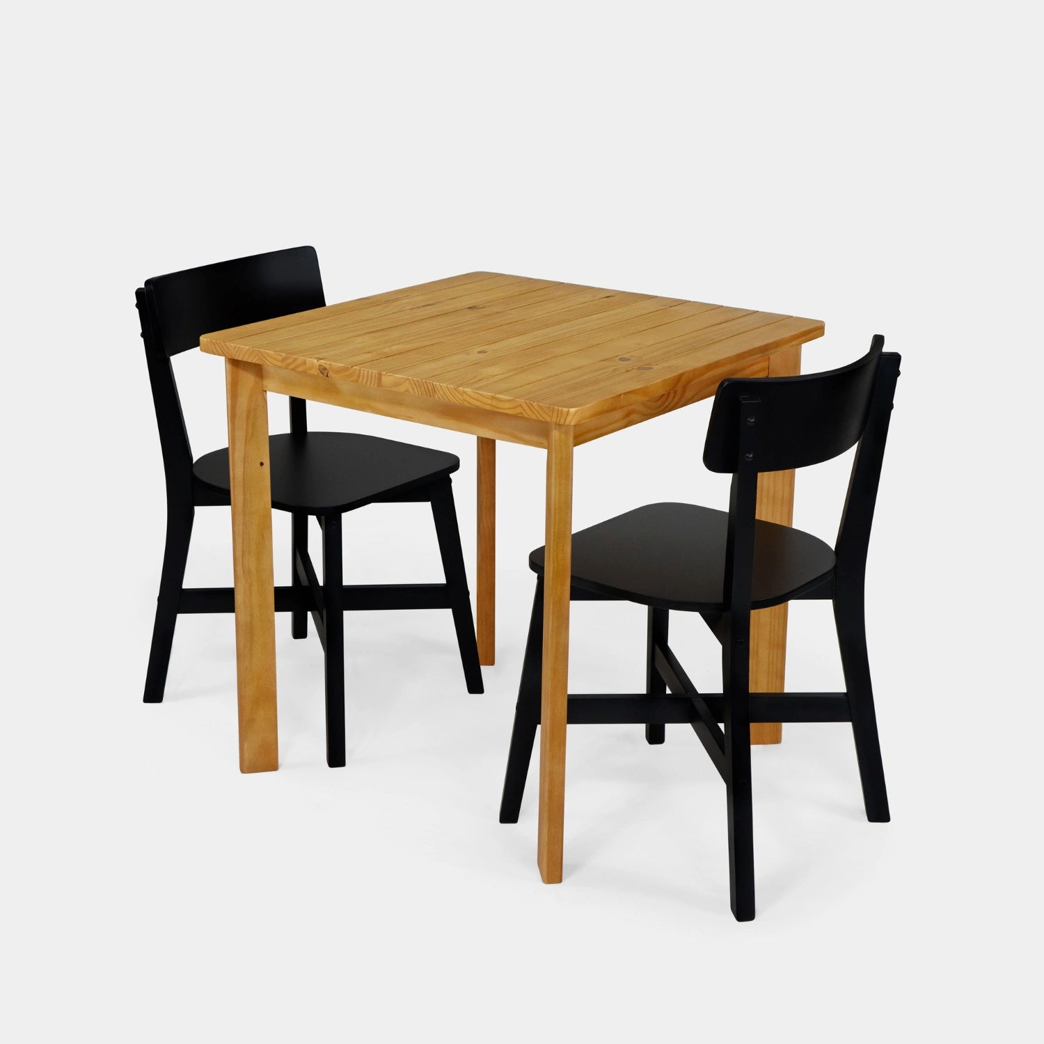 Conjunto Mesa de Madeira Quadrada Listras com 2 Cadeiras Botões!