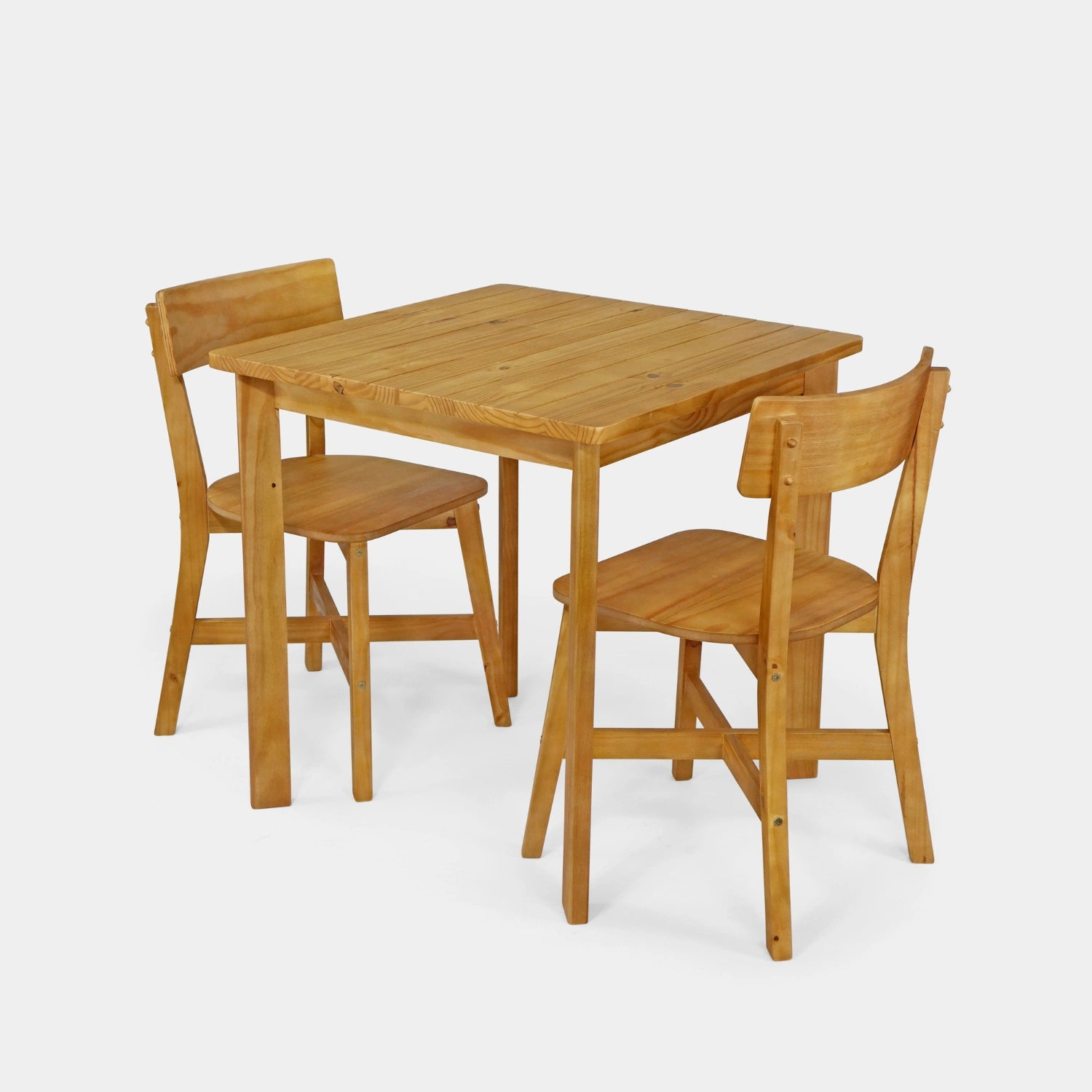 Conjunto Mesa de Madeira Quadrada Listras com 2 Cadeiras Botões!