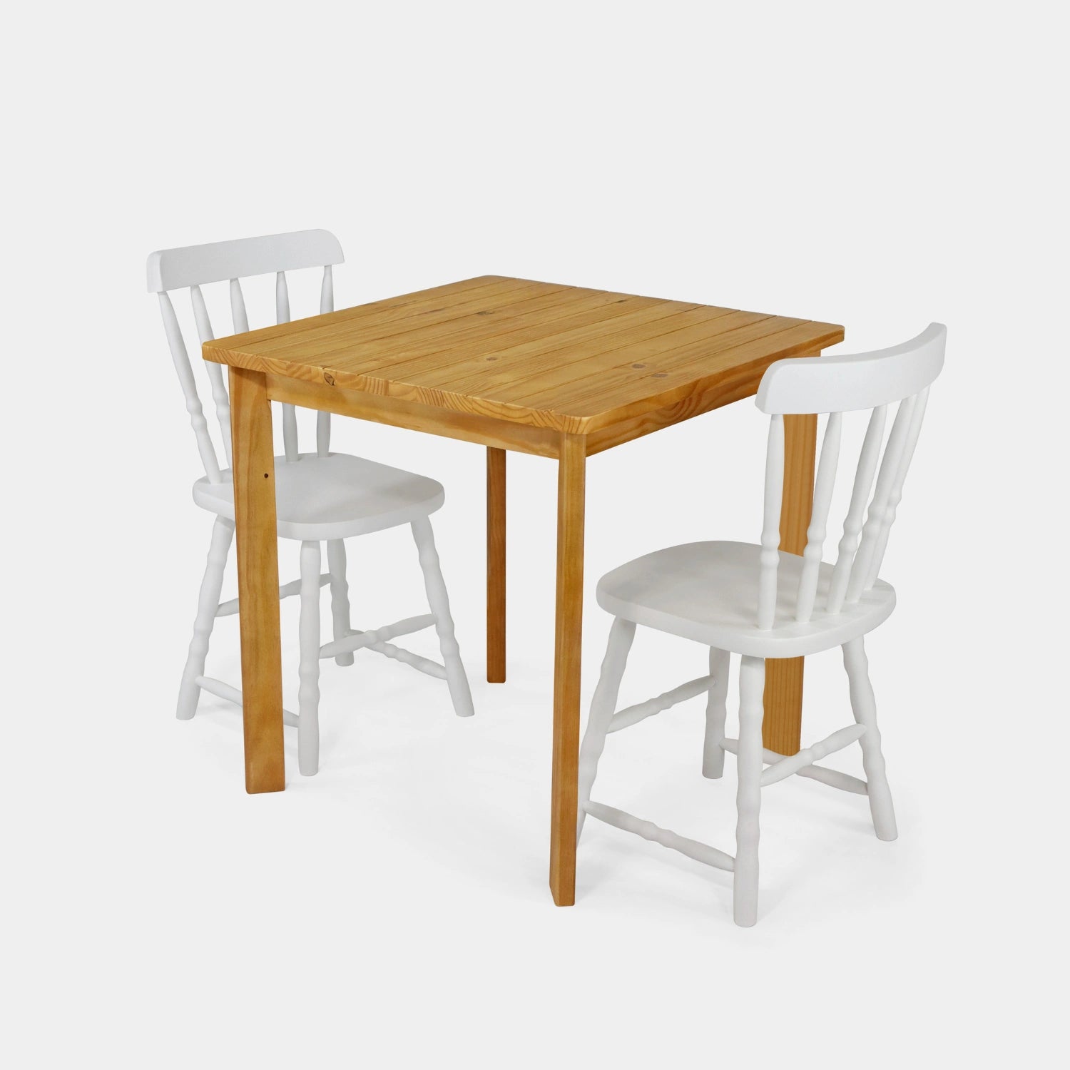 Conjunto Mesa de Madeira Quadrada Listras com 2 Cadeiras Brasileiras!