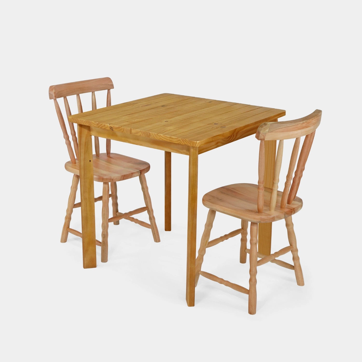 Conjunto Mesa de Madeira Quadrada Listras com 2 Cadeiras Brasileiras!
