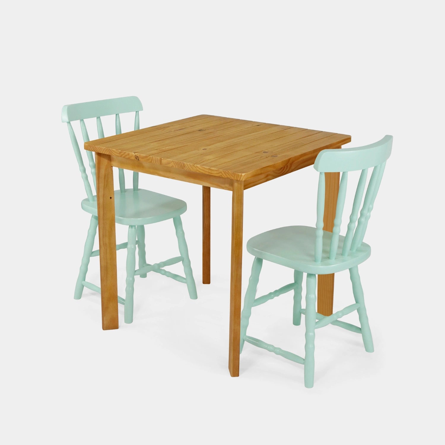 Conjunto Mesa de Madeira Quadrada Listras com 2 Cadeiras Brasileiras!