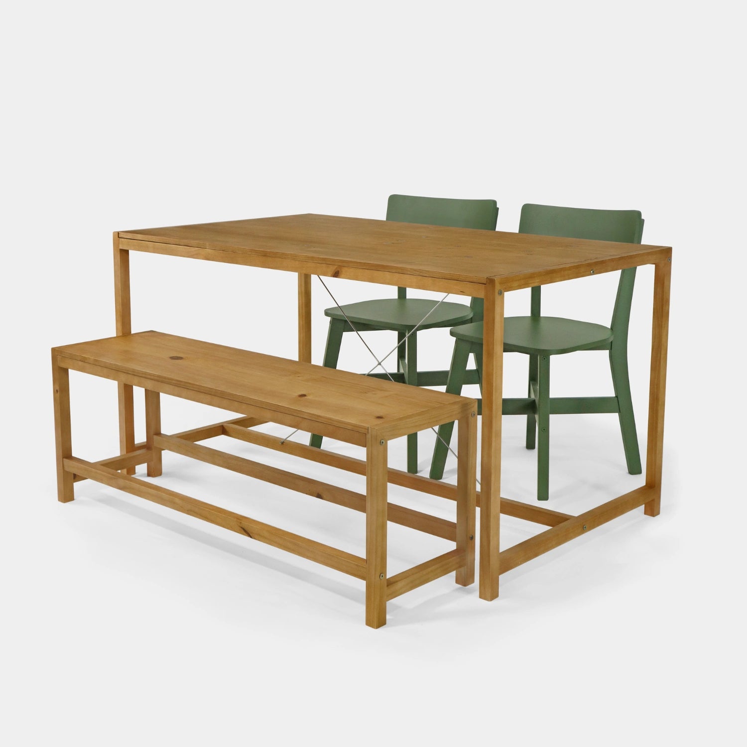Conjunto Mesa de Jantar Loft com Banco e 2 Cadeiras Botões!