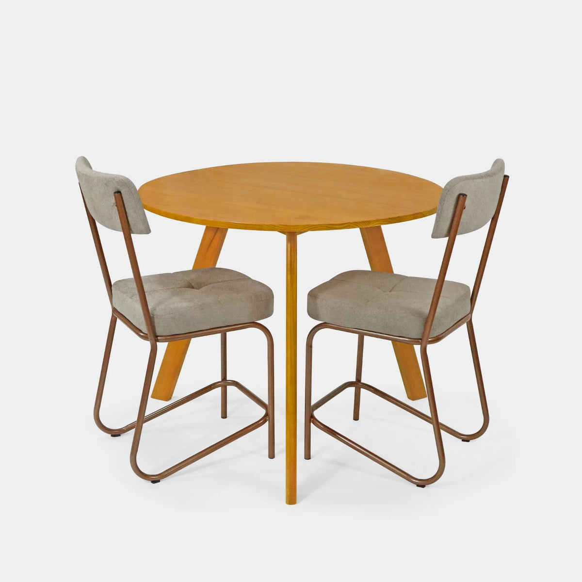 Conjunto Mesa de Jantar Origami Redonda com 2 Cadeiras Estofadas!