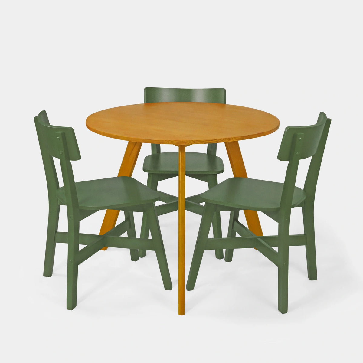 Conjunto Mesa de Jantar Origami Redonda com 3 Cadeiras Botões!