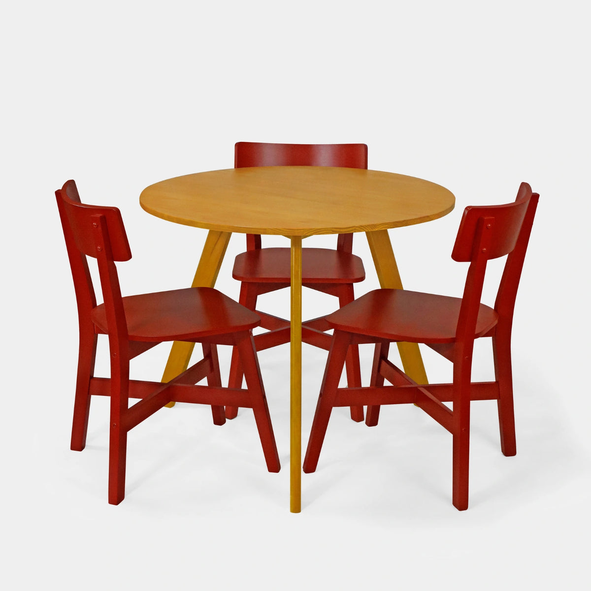 Conjunto Mesa de Jantar Origami Redonda com 3 Cadeiras Botões!