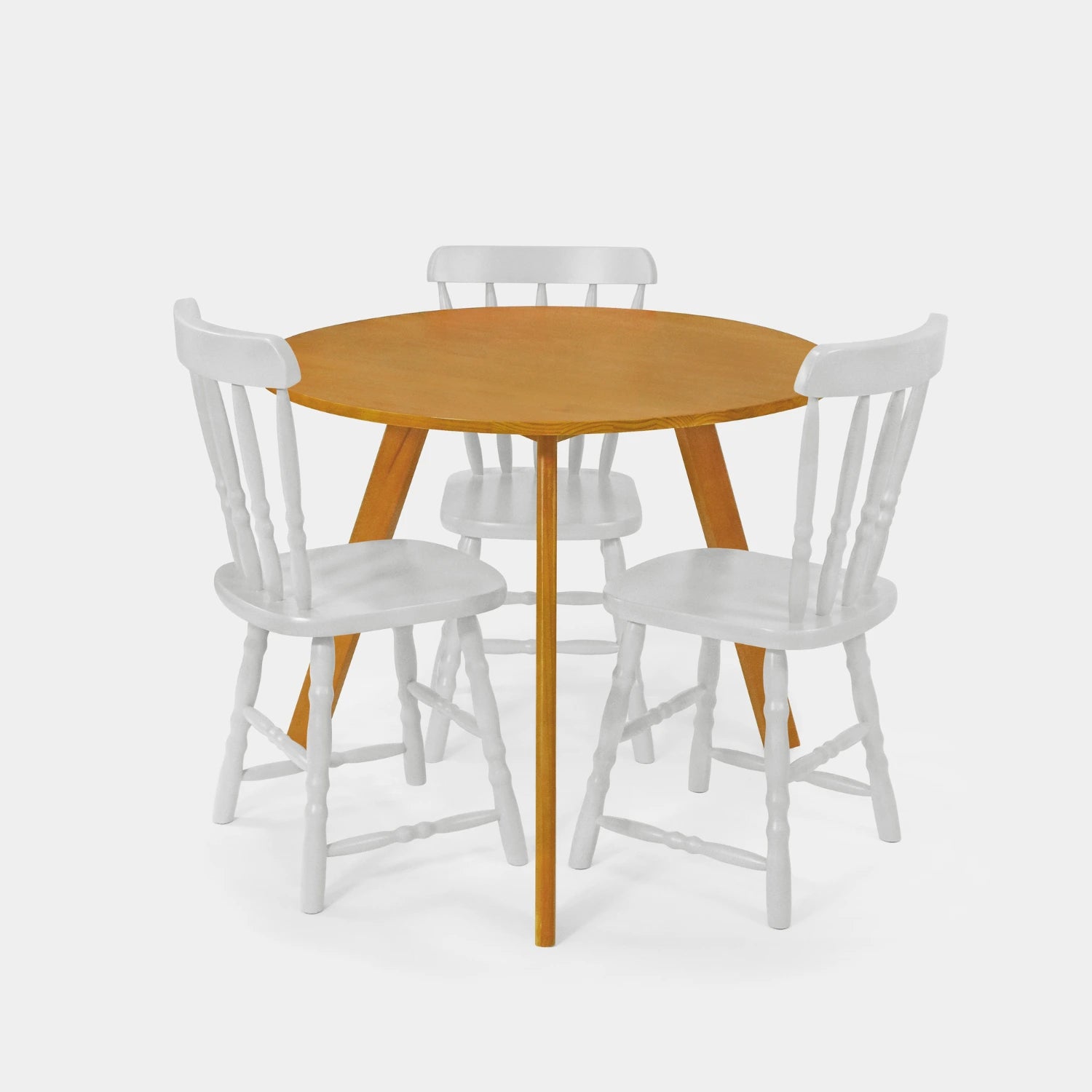 Conjunto Mesa de Jantar Origami Redonda com 3 Cadeiras Brasileiras!