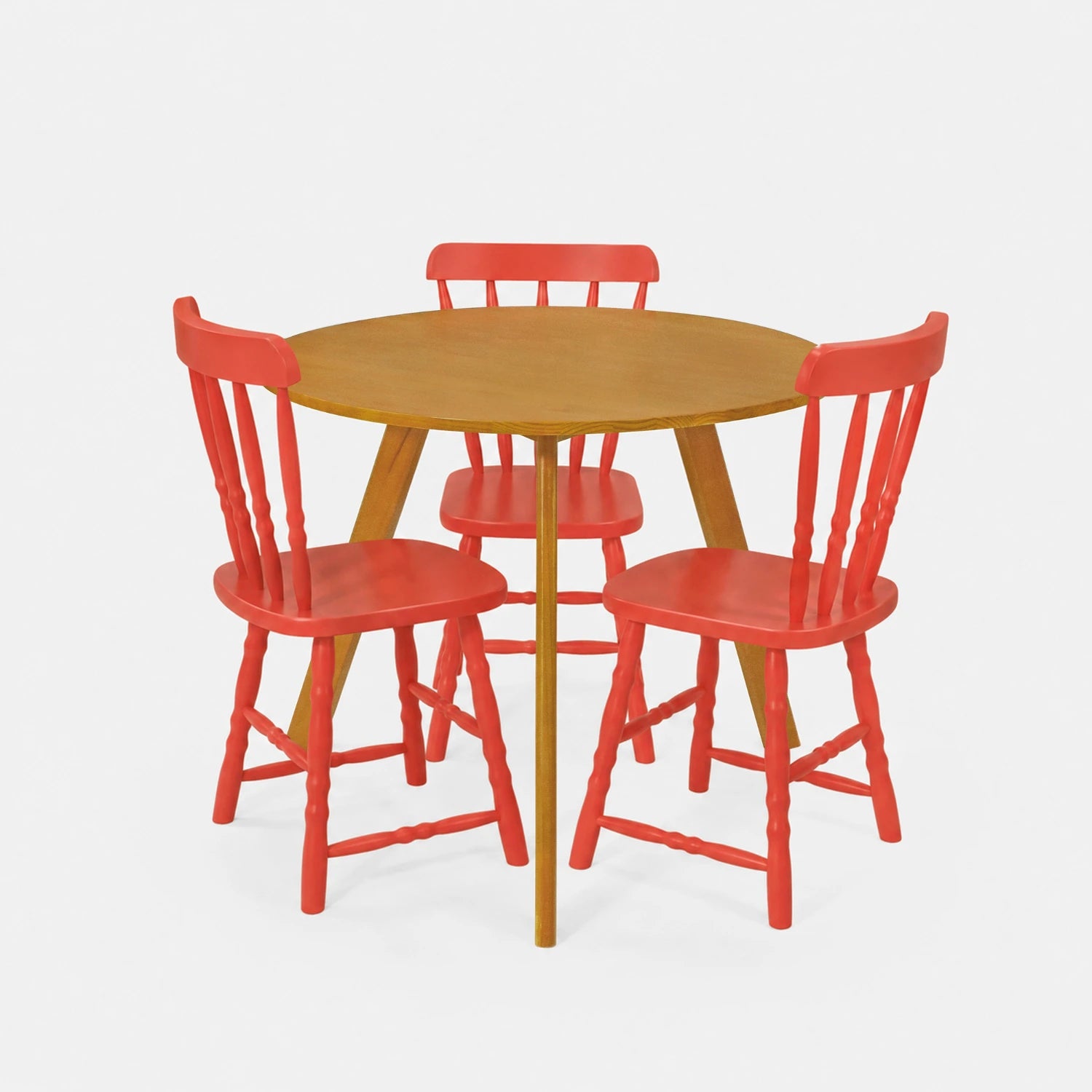 Conjunto Mesa de Jantar Origami Redonda com 3 Cadeiras Brasileiras!