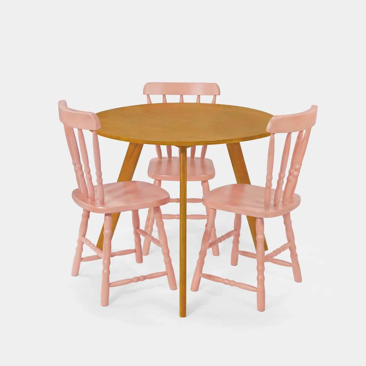 Conjunto Mesa de Jantar Origami Redonda com 3 Cadeiras Brasileiras!