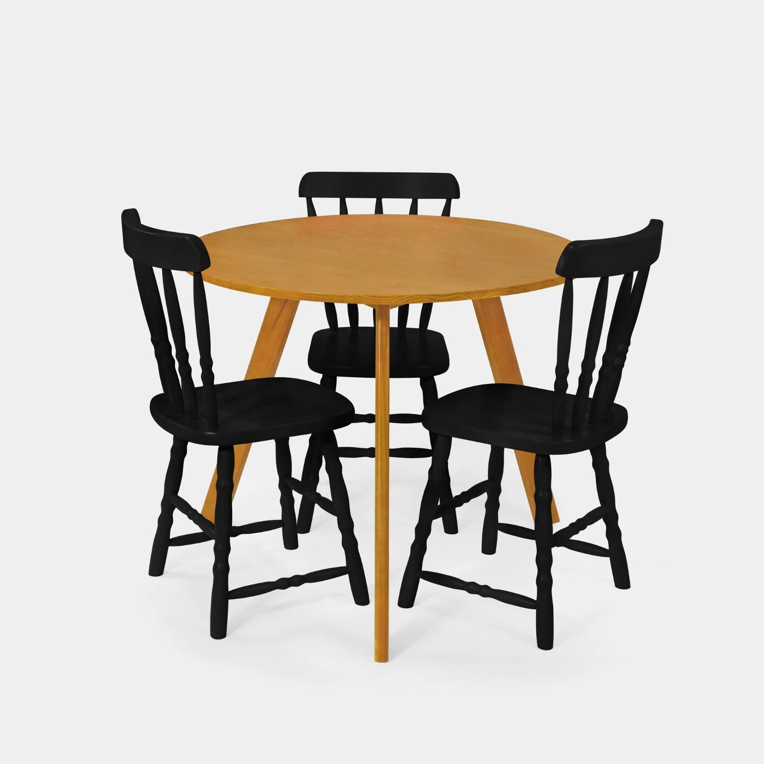 Conjunto Mesa de Jantar Origami Redonda com 3 Cadeiras Brasileiras!