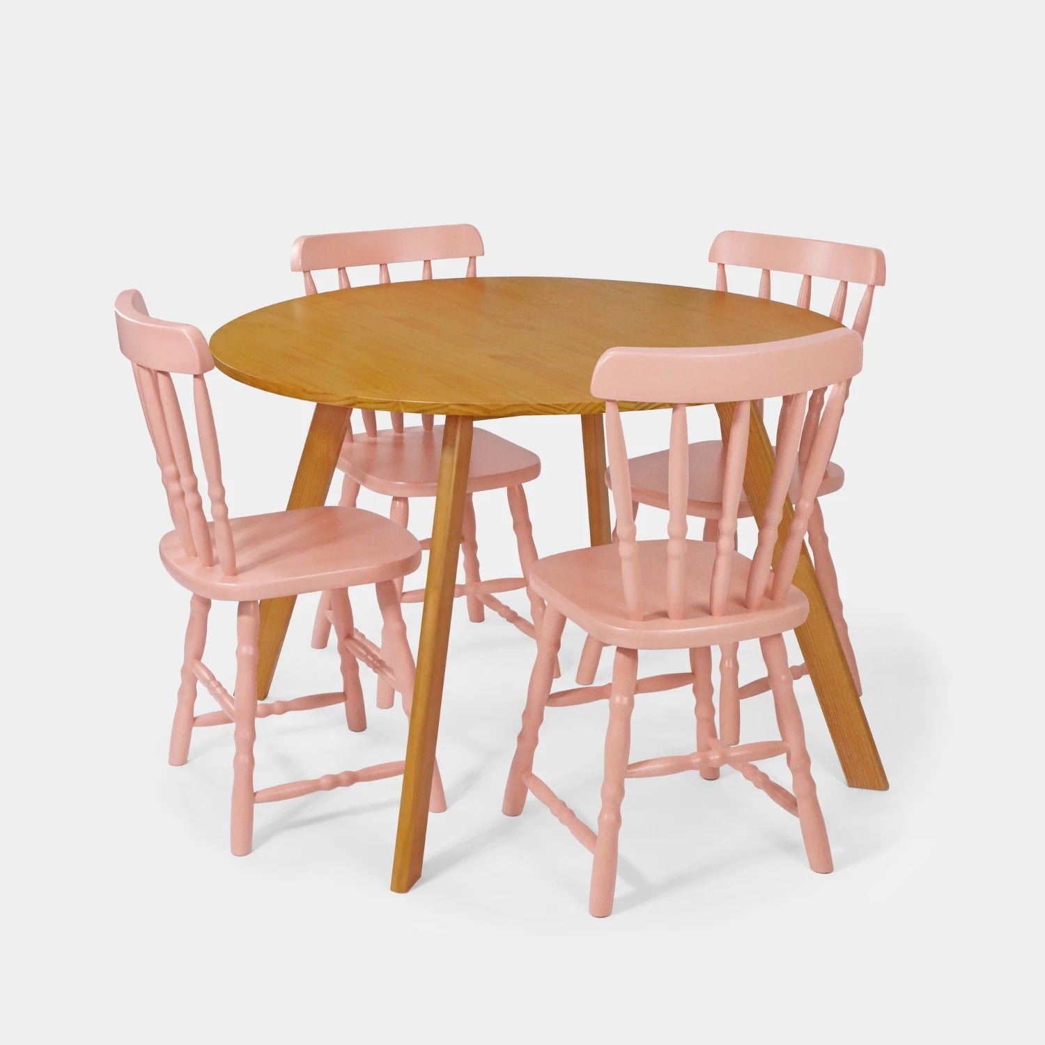 Conjunto Mesa de Jantar Origami Redonda com 4 Cadeiras Brasileiras!