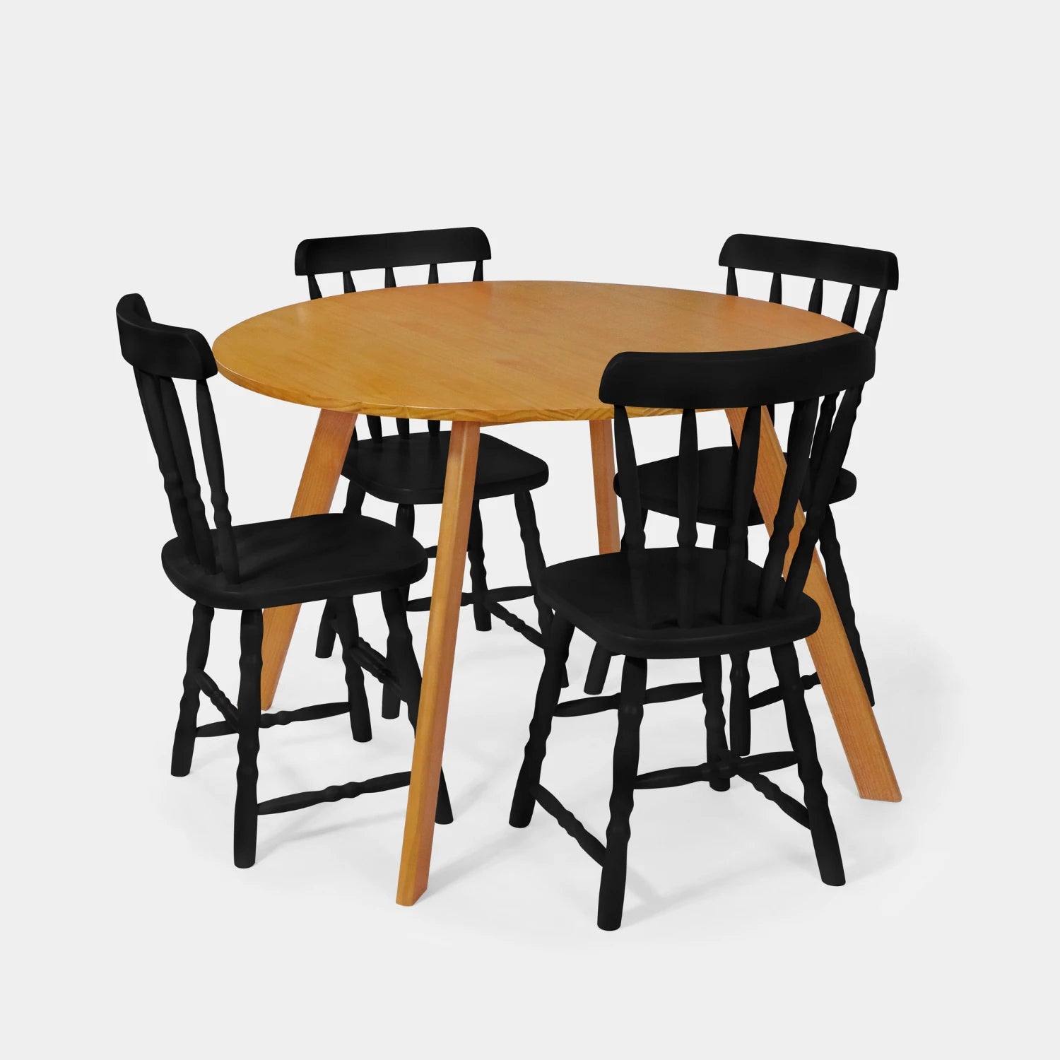 Conjunto Mesa de Jantar Origami Redonda com 4 Cadeiras Brasileiras!