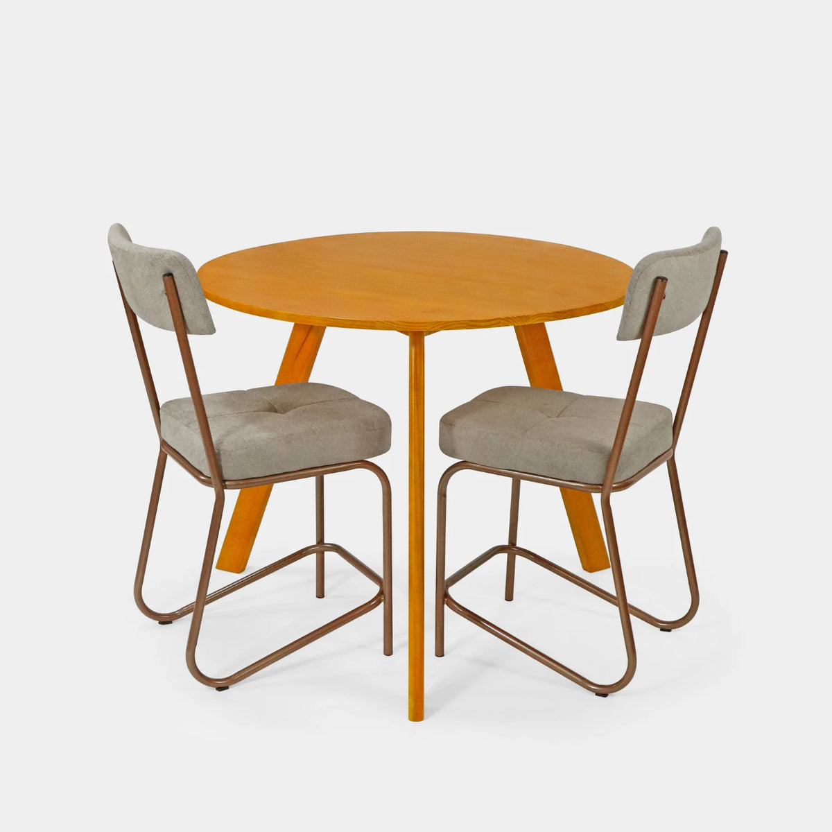 Conjunto Mesa de Jantar Origami Redonda com 2 Cadeiras Estofadas!