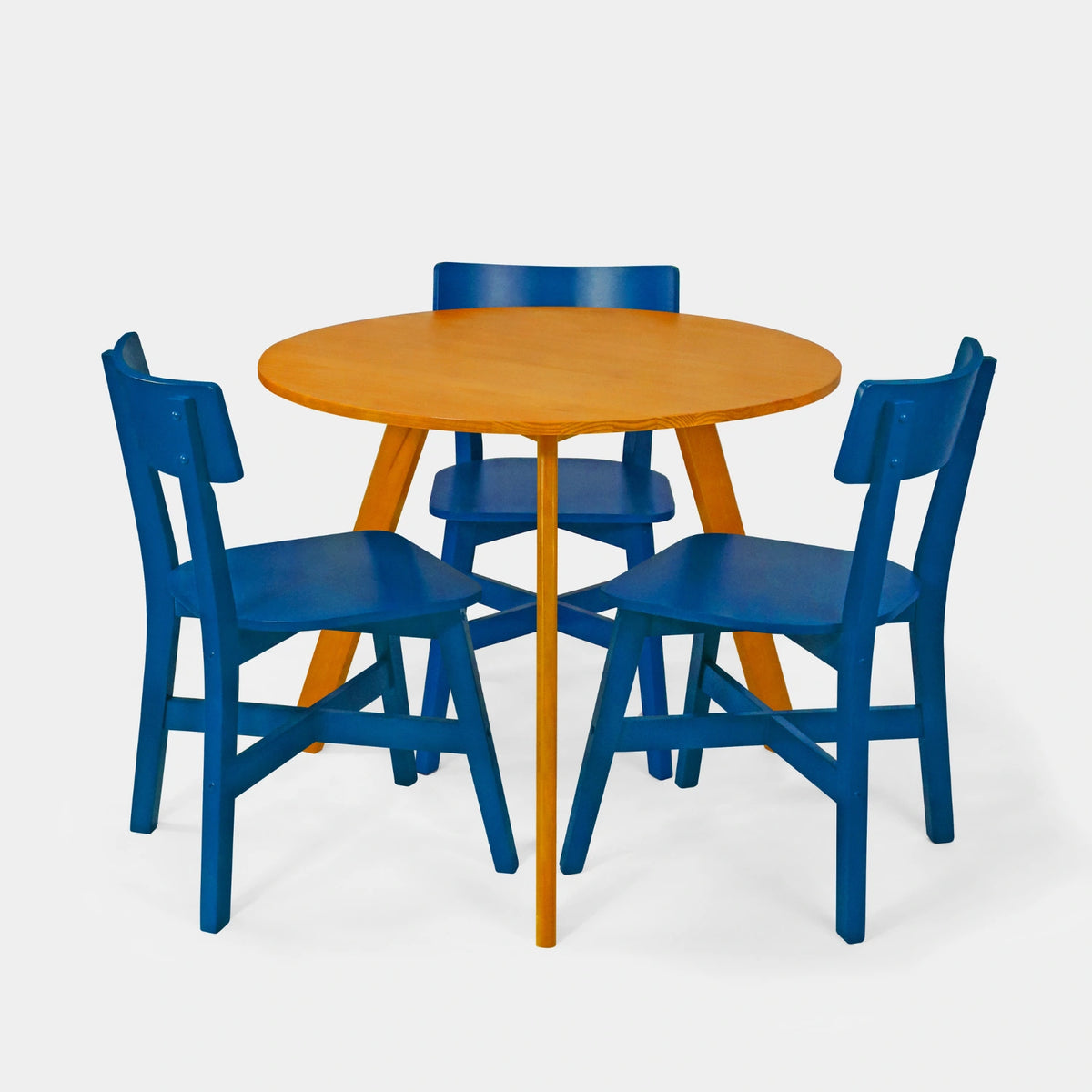 Conjunto Mesa de Jantar Origami Redonda com 3 Cadeiras Botões!