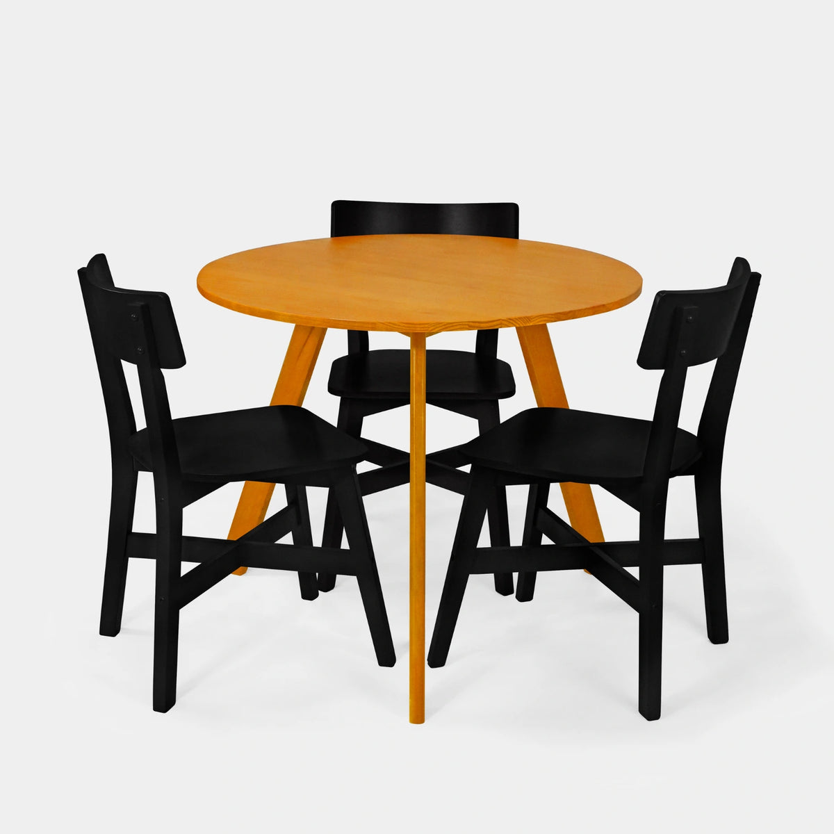 Conjunto Mesa de Jantar Origami Redonda com 3 Cadeiras Botões!