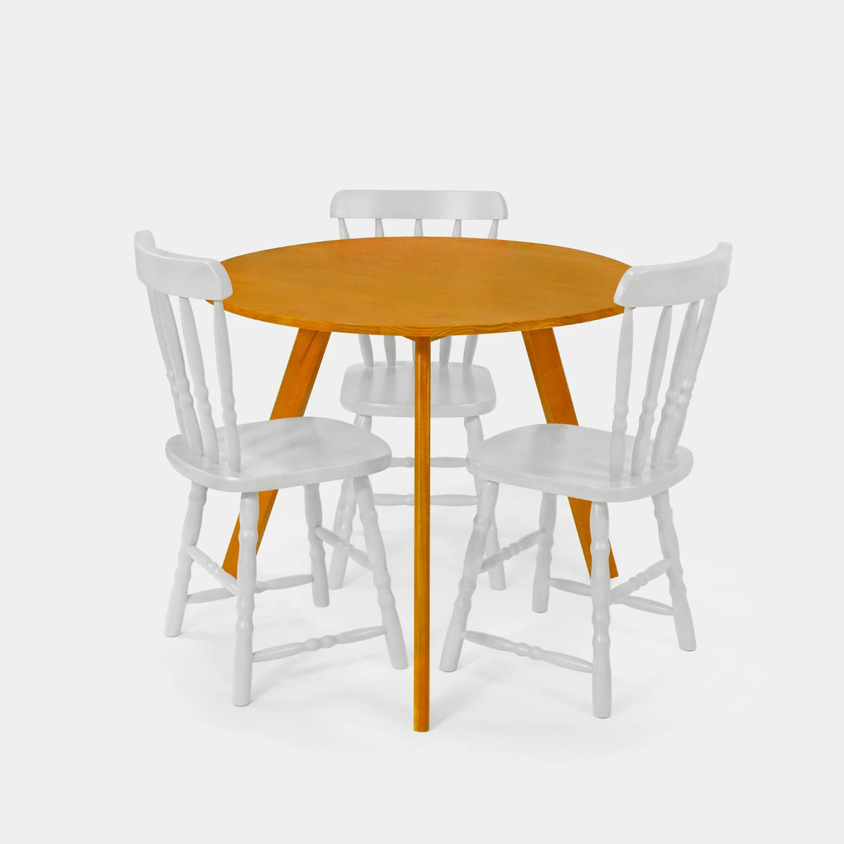 Conjunto Mesa de Jantar Origami Redonda com 3 Cadeiras Brasileiras!