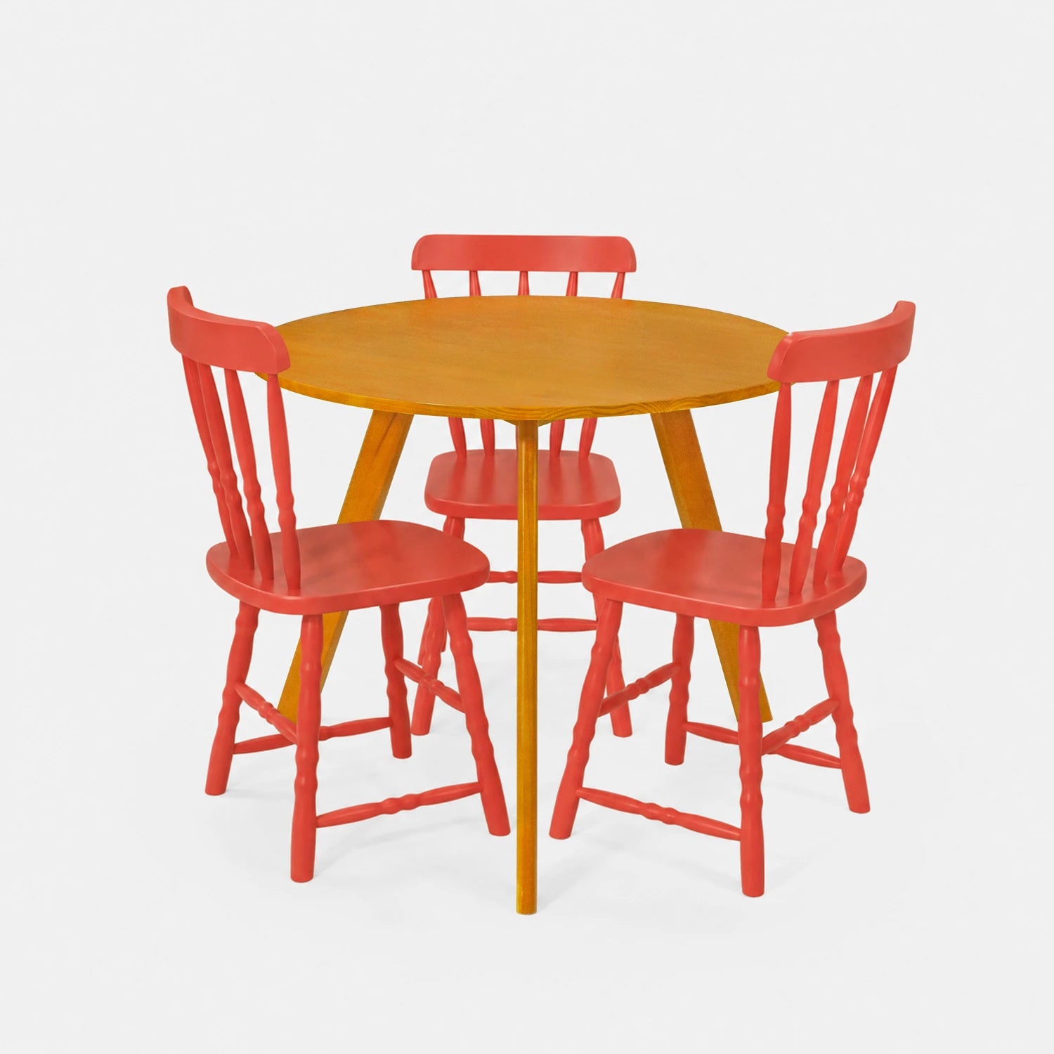 Conjunto Mesa de Jantar Origami Redonda com 3 Cadeiras Brasileiras!