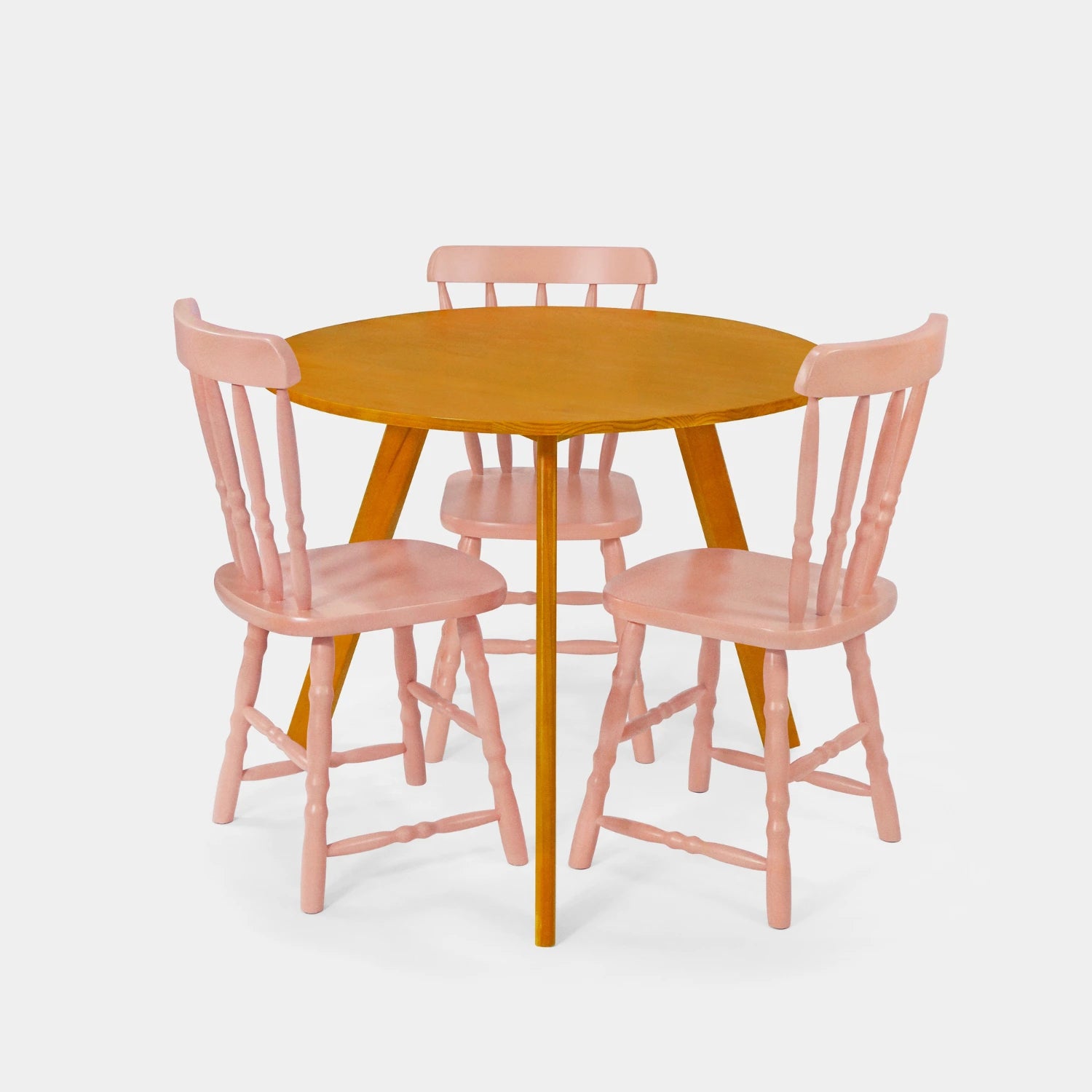 Conjunto Mesa de Jantar Origami Redonda com 3 Cadeiras Brasileiras!