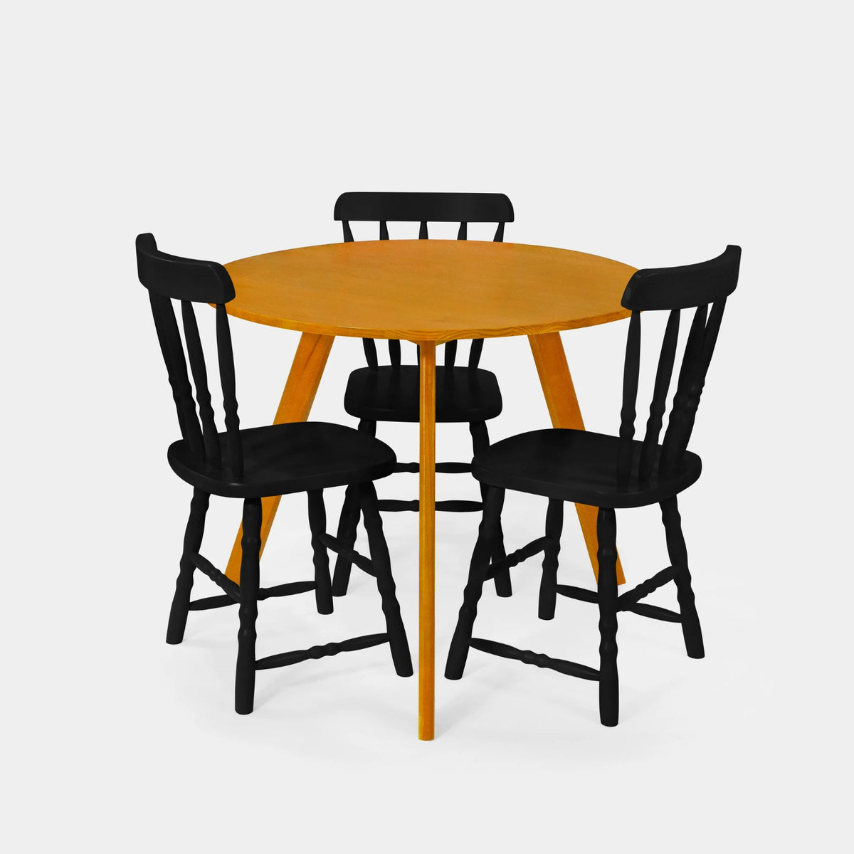 Conjunto Mesa de Jantar Origami Redonda com 3 Cadeiras Brasileiras!