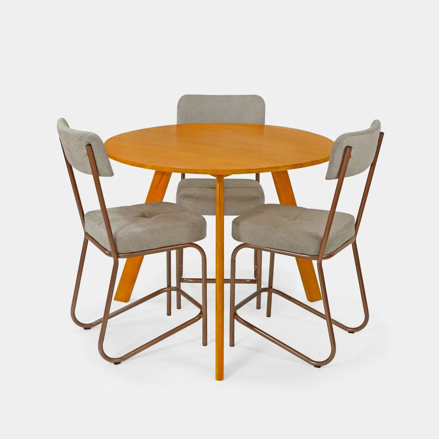 Conjunto Mesa de Jantar Origami Redonda com 3 Cadeiras Estofadas!