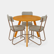 Conjunto Mesa de Jantar Origami Redonda com 3 Cadeiras Estofadas!