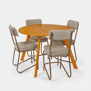 Conjunto Mesa de Jantar Origami Redonda com 4 Cadeiras Estofadas!