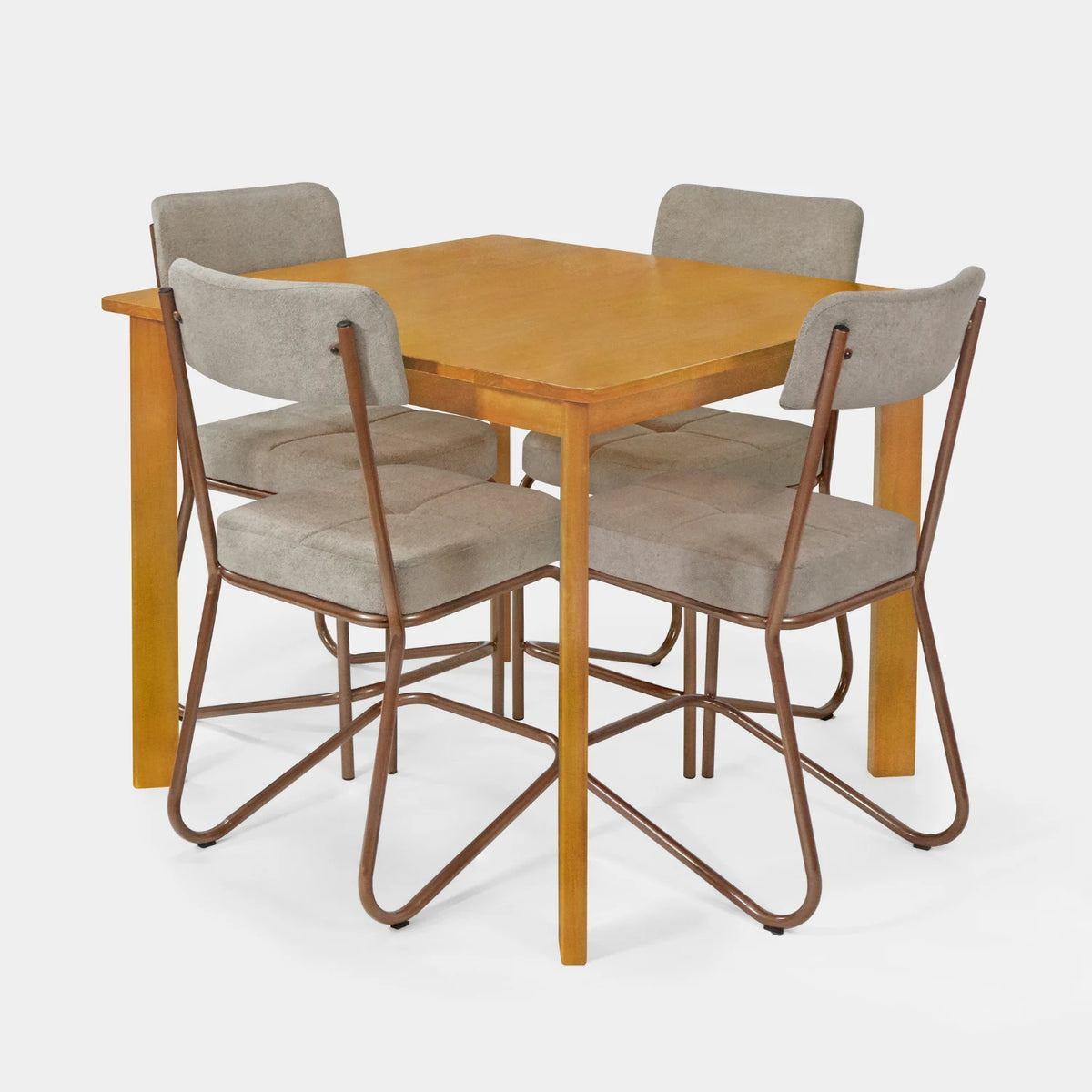 Conjunto Mesa de Jantar Origami Quadrada com 4 Cadeiras Estofadas!