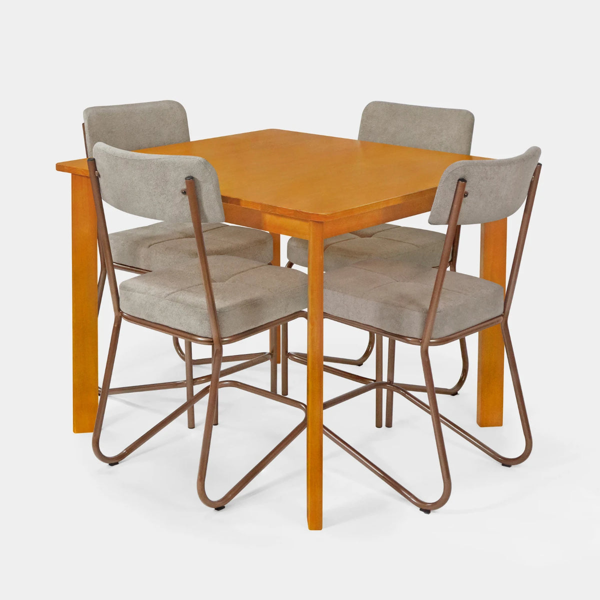 Conjunto Mesa de Jantar Origami Quadrada com 4 Cadeiras Estofadas!