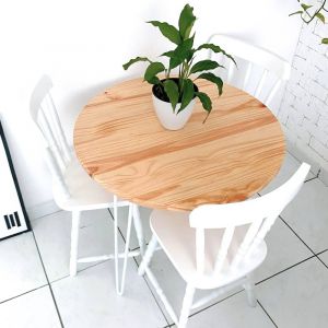 Conjunto Mesa de Jantar Industry 3 Lugares Redondo Natural Pés Brancos com 3 Cadeiras Brasileiras Brancas!