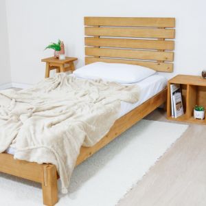 Conjunto Cama Solteiro e Cabeceira de Madeira Mascavo!