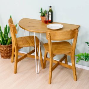 Conjunto Mesa Meia Lua Industry Mascavo Pés Brancos com 2 Cadeiras Botões Mascavo!