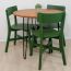 Conjunto Mesa de Jantar Industry 3 Lugares Redondo Melado Pés Pretos com 3 Cadeiras Botões Verdes!