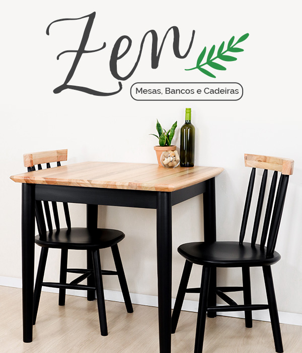 Mesa de Jantar Zen 80x80 Eucalipto e Preto!